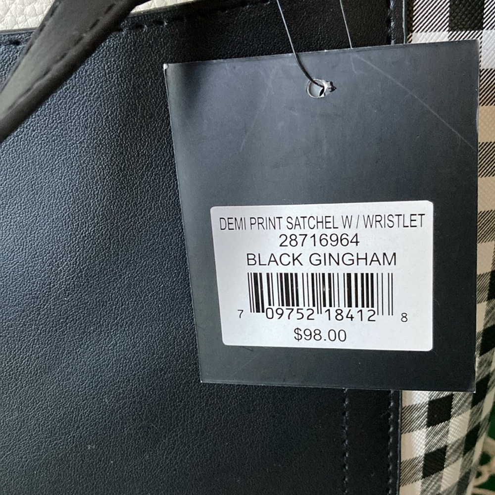 NWT NANETTE LEPORE Black/white gingham, appx 9” high, 13” x 5”. $63 - Picture 7 of 11